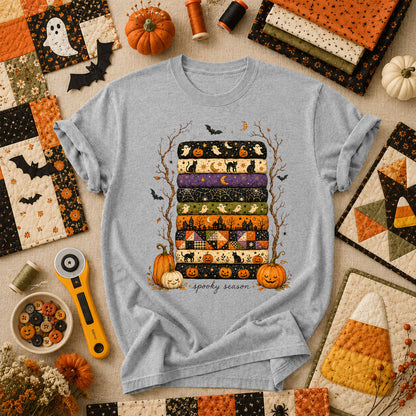 Spooky Season Halloween Fabric Stack T-Shirt - Athletic Heather