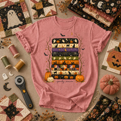 Spooky Season Halloween Fabric Stack T-Shirt - Heather Mauve