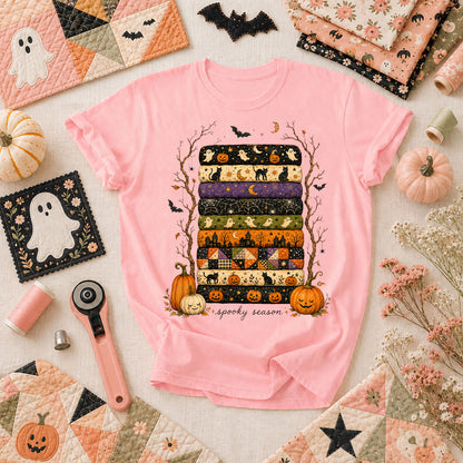 Spooky Season Halloween Fabric Stack T-Shirt - Pink