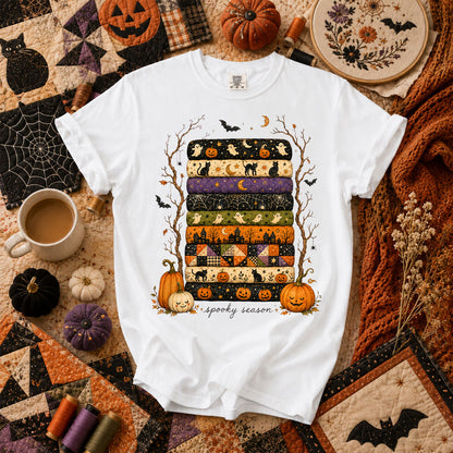 Spooky Season Halloween Fabric Stack T-Shirt - White
