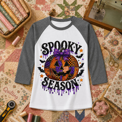 Spooky Season Halloween Quilter Raglan Sleeve - Deep Heather
