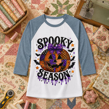 Spooky Season Halloween Quilter Raglan Sleeve - Denim