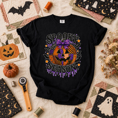 Spooky Season Halloween Quilter T-Shirt - Black