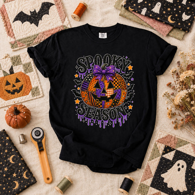 Spooky Season Halloween Quilter T-Shirt - Black