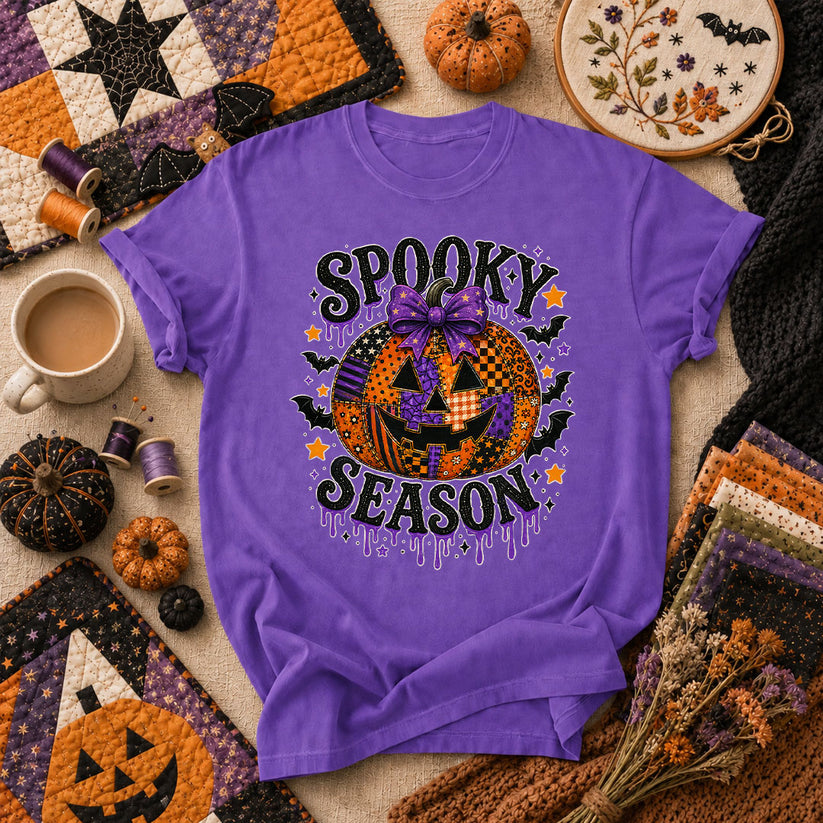 Spooky Season Halloween Quilter T-Shirt - Heather Team Purple