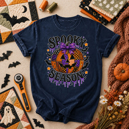 Spooky Season Halloween Quilter T-Shirt - Navy
