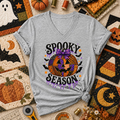 Spooky Season Halloween Quilter Women's V-Neck - Athletic Heather