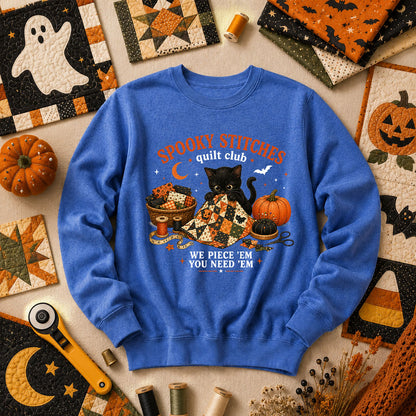 Spooky Stitches Quilt Club Long Sleeve - Heather True Royal