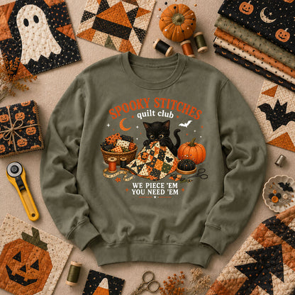 Spooky Stitches Quilt Club Long Sleeve - Military Green