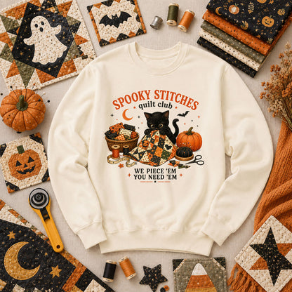 Spooky Stitches Quilt Club Long Sleeve - Natural