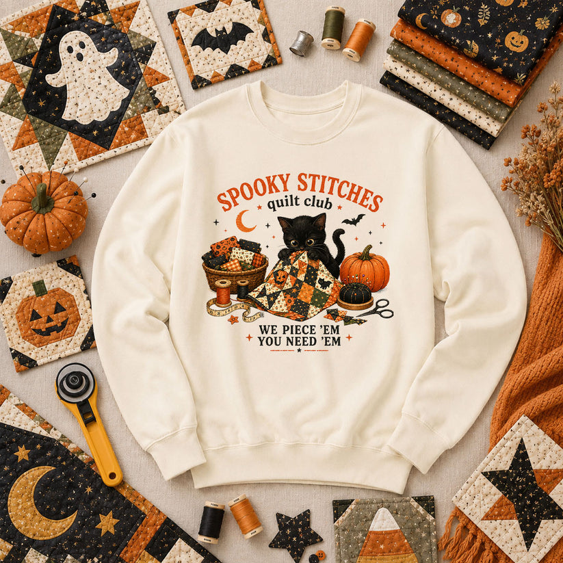 Spooky Stitches Quilt Club Long Sleeve - Natural