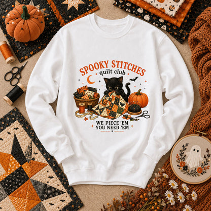 Spooky Stitches Quilt Club Long Sleeve - White