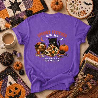 Spooky Stitches Quilt Club T-Shirt - Heather Team Purple