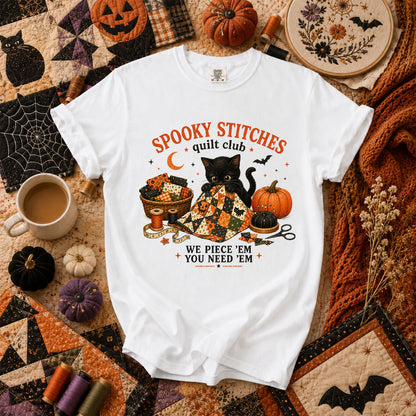 Spooky Stitches Quilt Club T-Shirt - White