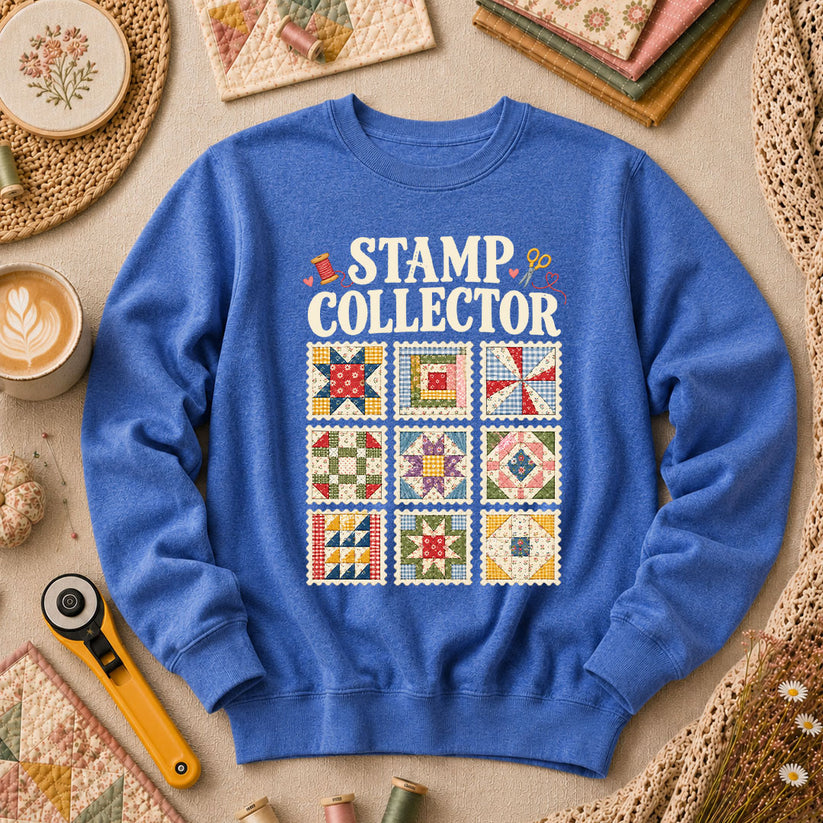 Stamp Collector Quilt Blocks Long Sleeve - Heather True Royal
