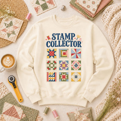 Stamp Collector Quilt Blocks Long Sleeve - Natural