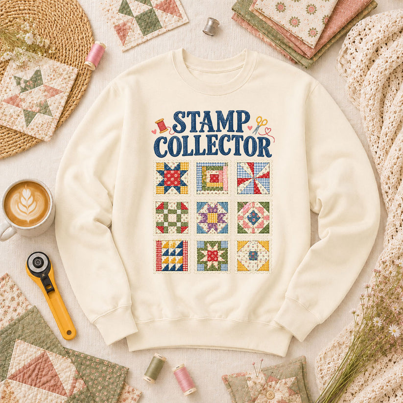Stamp Collector Quilt Blocks Long Sleeve - Natural