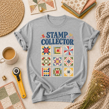 Stamp Collector Quilt Blocks T-Shirt - Athletic Heather