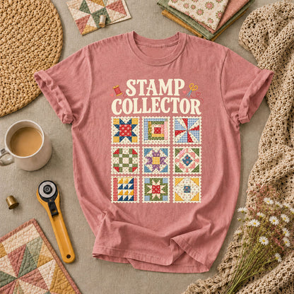 Stamp Collector Quilt Blocks T-Shirt - Heather Mauve