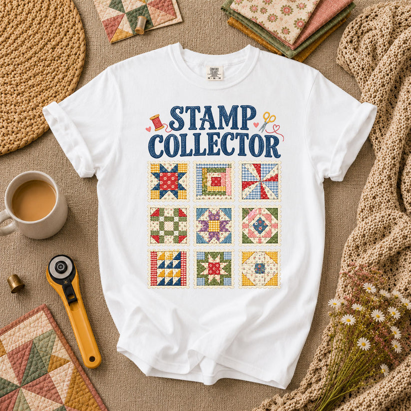 Stamp Collector Quilt Blocks T-Shirt - White