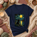 Starry Night Cat With Yarn Moon Women's V-Neck