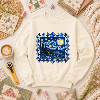 Starry Night Quilt Van Gogh Long Sleeve - Natural