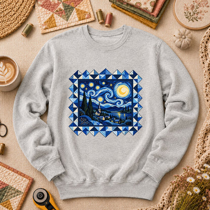 Starry Night Quilt Van Gogh Long Sleeve - Sport Grey