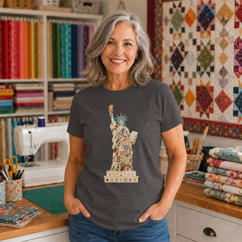 Statue of Liberty Quilt Block Patchwork - Black view 2
