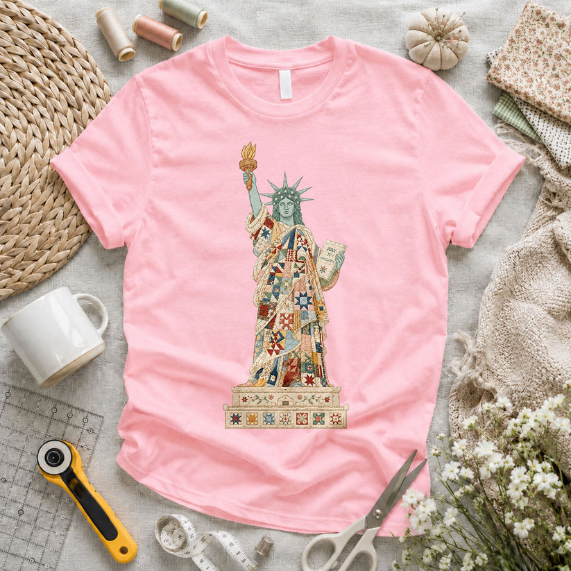 Statue of Liberty Quilt Block Patchwork - Pink flatlay