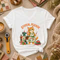 Stitch Please Sewing Cat In Apron Women's V-Neck