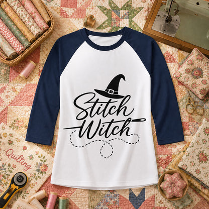 Stitch Witch Halloween Raglan Sleeve - Navy
