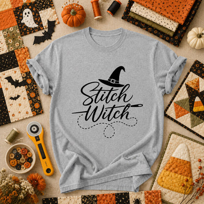 Stitch Witch Halloween T-Shirt - Athletic Heather