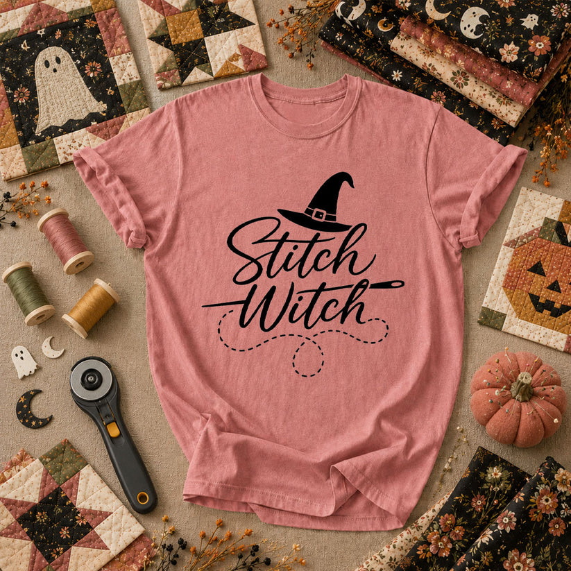 Stitch Witch Halloween T-Shirt - Heather Mauve