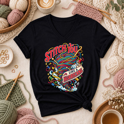 Stitch You Like A Hurricane Women's V-Neck - Black