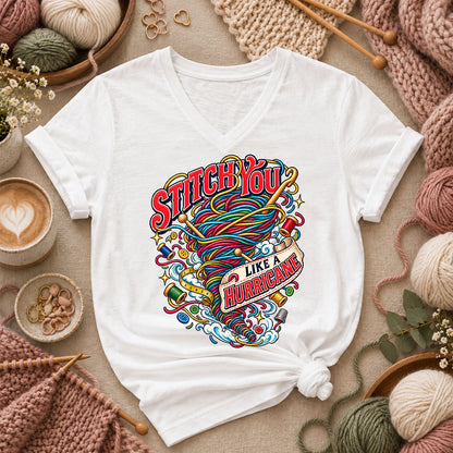 Stitch You Like A Hurricane Women's V-Neck - White