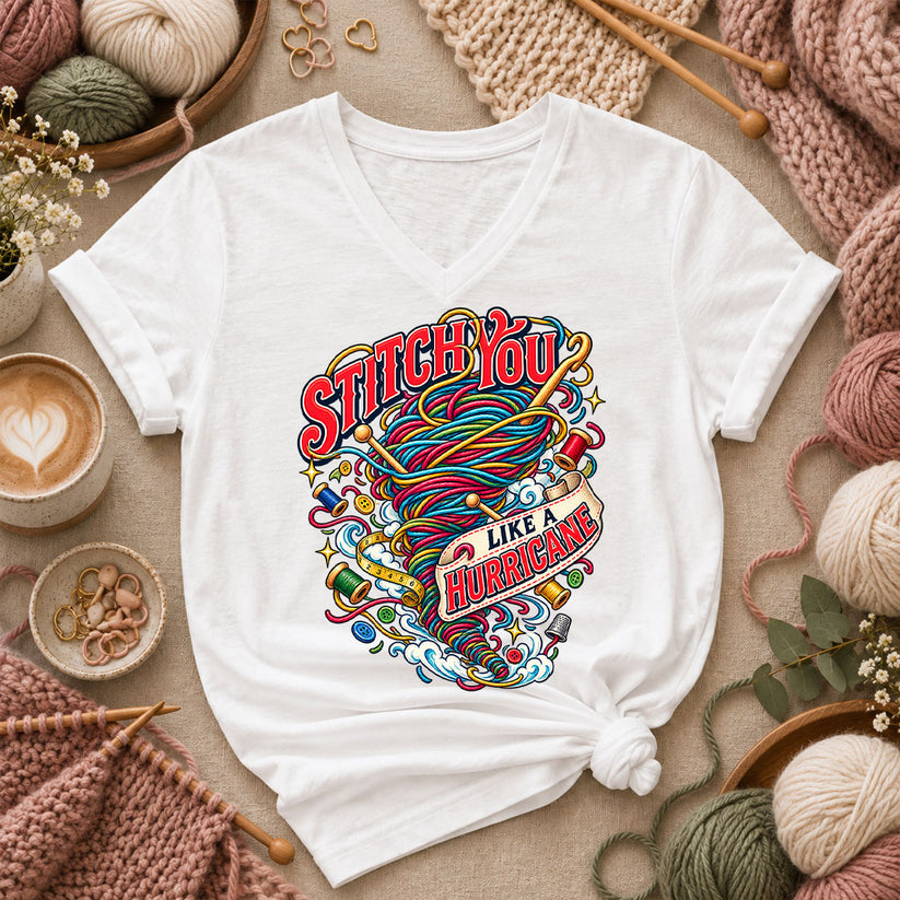 Stitch You Like A Hurricane Women's V-Neck - White