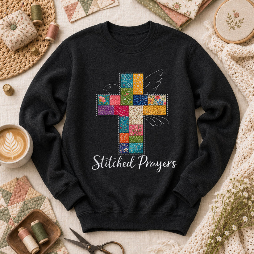 Stitched Prayers Long Sleeve - Black