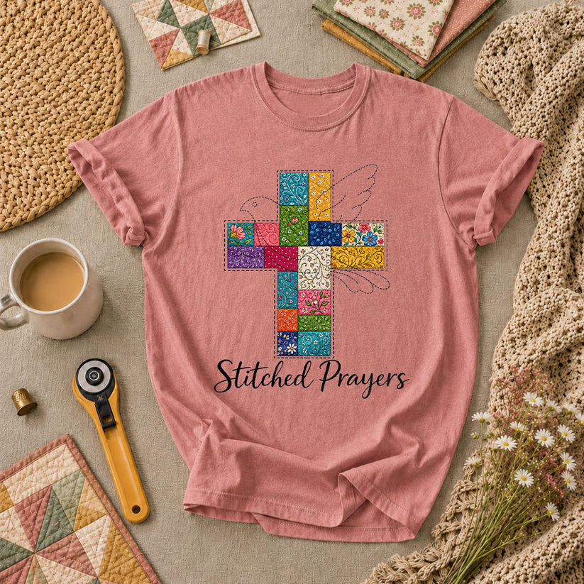 Stitched Prayers T-Shirt - Heather Mauve