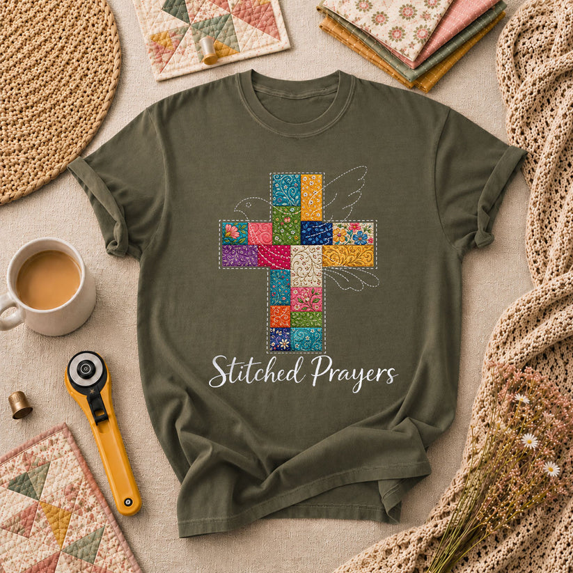 Stitched Prayers T-Shirt - Military Green