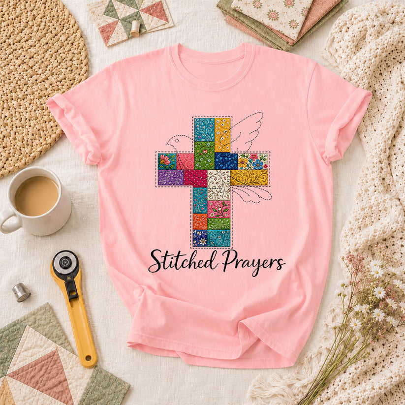 Stitched Prayers T-Shirt - Pink
