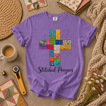 Stitched Prayers T-Shirt - Heather Team Purple