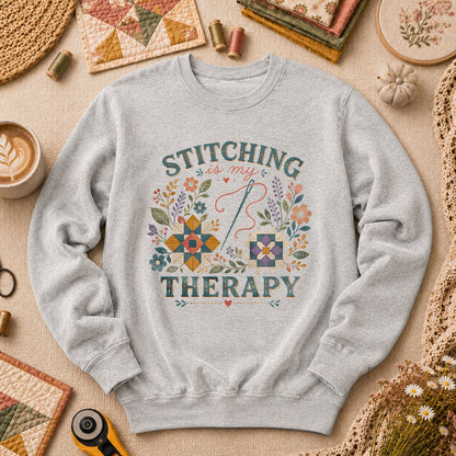 Stitching Is My Therapy Long Sleeve - Sport Grey