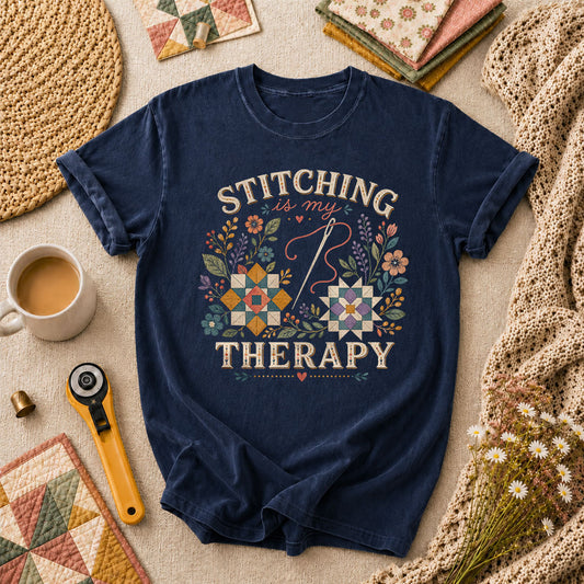 Stitching Is My Therapy T-Shirt - Navy