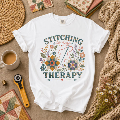 Stitching Is My Therapy T-Shirt - White