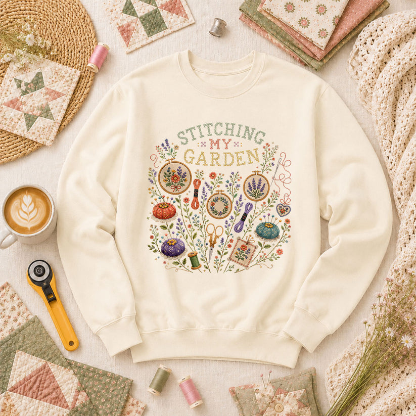 Stitching My Garden Long Sleeve - Natural