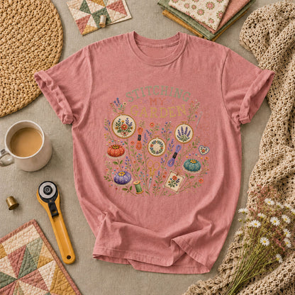 Stitching My Garden T-Shirt - Heather Mauve