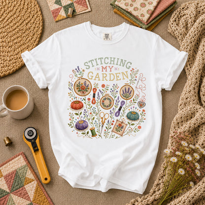 Stitching My Garden T-Shirt - White