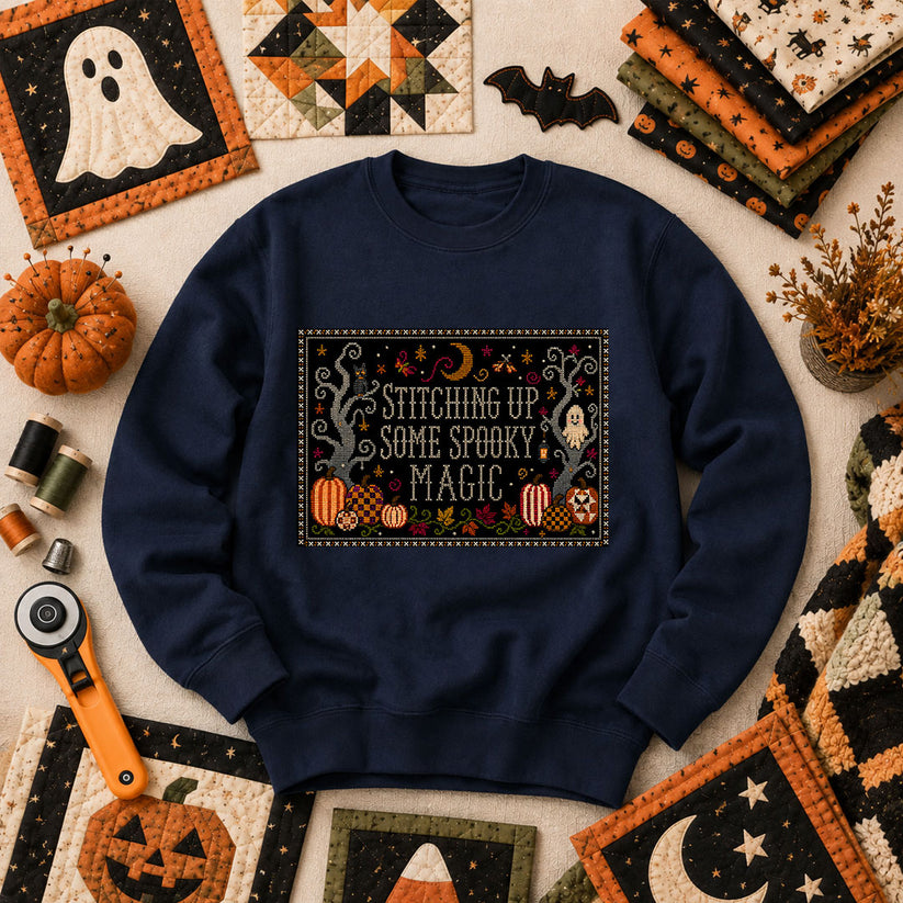 Stitching Up Some Spooky Magic Long Sleeve - Navy