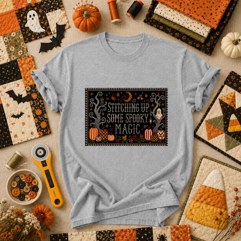Stitching Up Some Spooky Magic T-Shirt - Athletic Heather