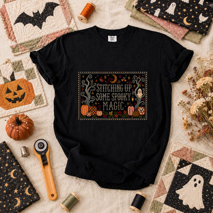 Stitching Up Some Spooky Magic T-Shirt - Black